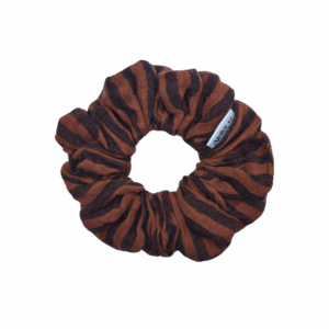 chouchou Barfleur en double gaze de coton marron fait main, accessoire cheveux artisanal