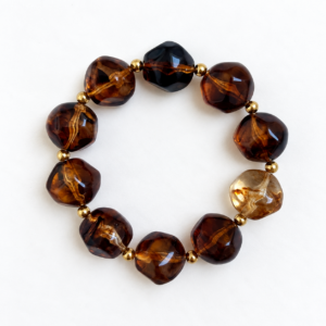 Bracelet Nuku en perles marron translucides effet topaze Atelier R