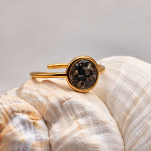 Bague Paris Noir en résine et acier inoxydable doré Atelier R