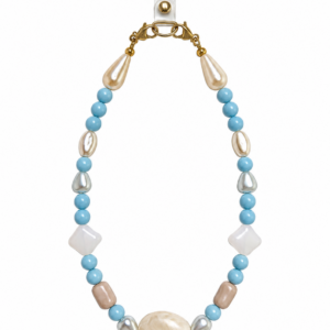 Bijou de téléphone Blue en perles bleu clair et nacrées Atelier R