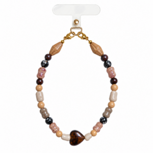 Bijou de téléphone Terra en perles rose, beige et marron Atelier R
