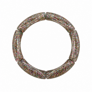 Bracelet Marie-Louise avec perles tubes gris translucide aux inclusions multicolores